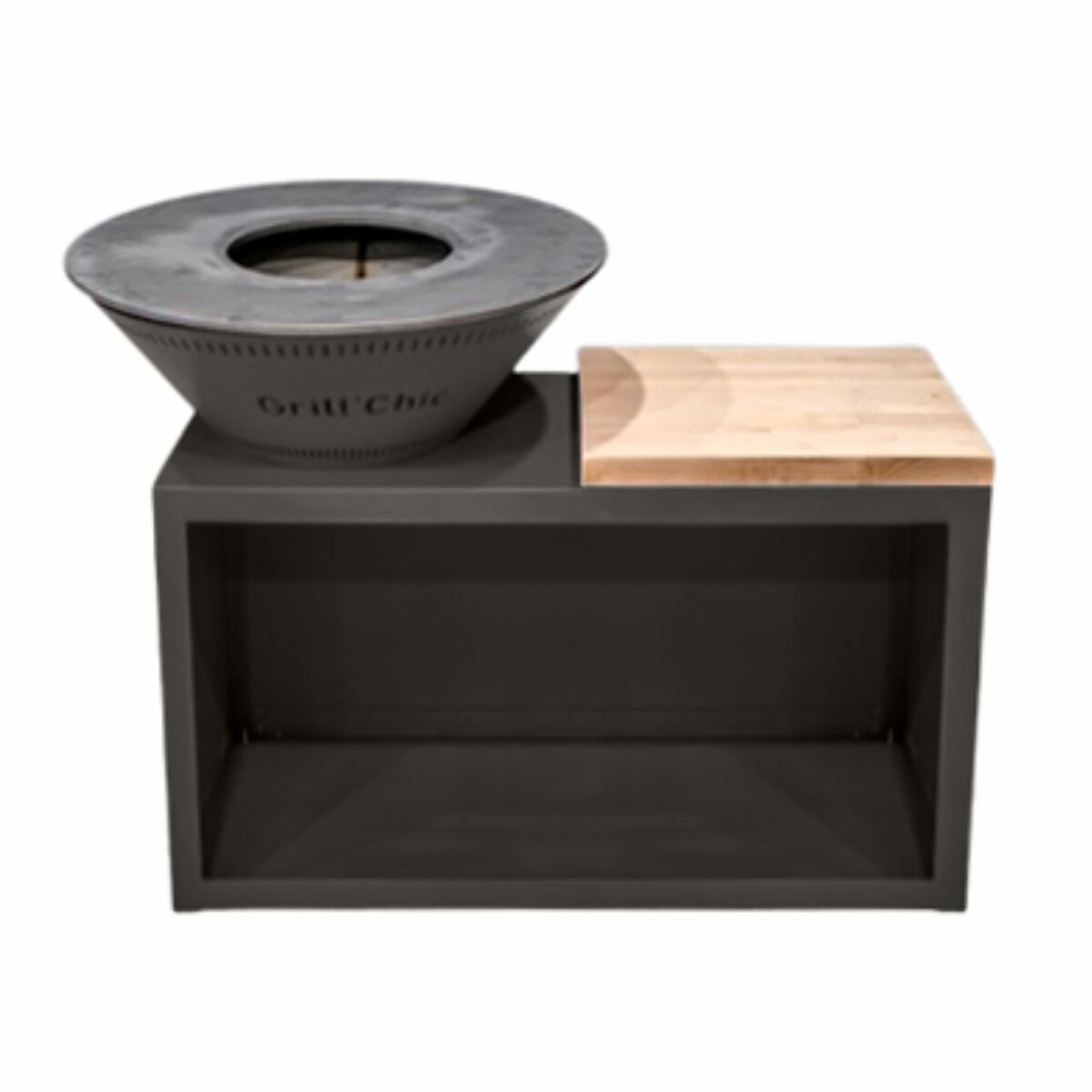 Traditionnel double cuve acier - brasero 83 cm anthracite - élégant et compact, parfait pour les petits espaces extérieurs