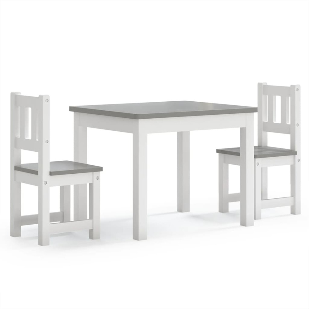 Ensemble de table et chaises enfants 3 pcs blanc et gris mdf