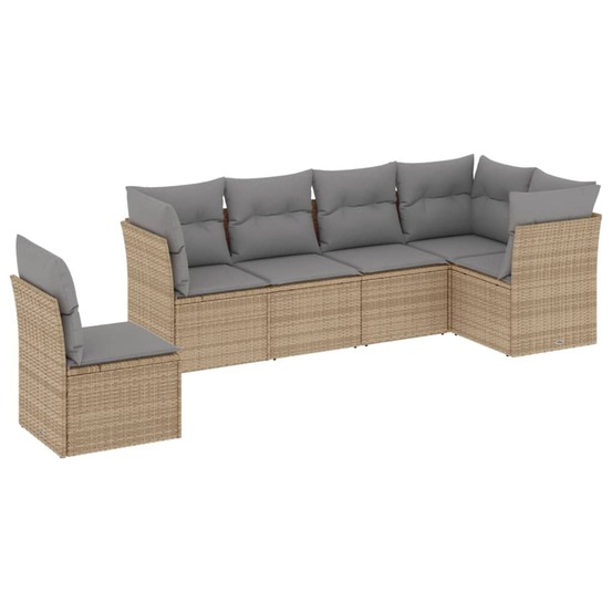Salon de jardin avec coussins 6 pcs beige résine tressée