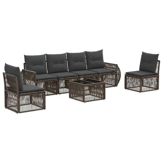 Ensemble de canapé de jardin 7 pc gris et gris foncé polyrotin