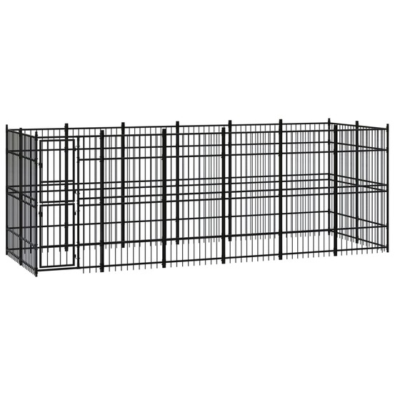 Chenil d'extérieur pour chiens acier 11,06 m²