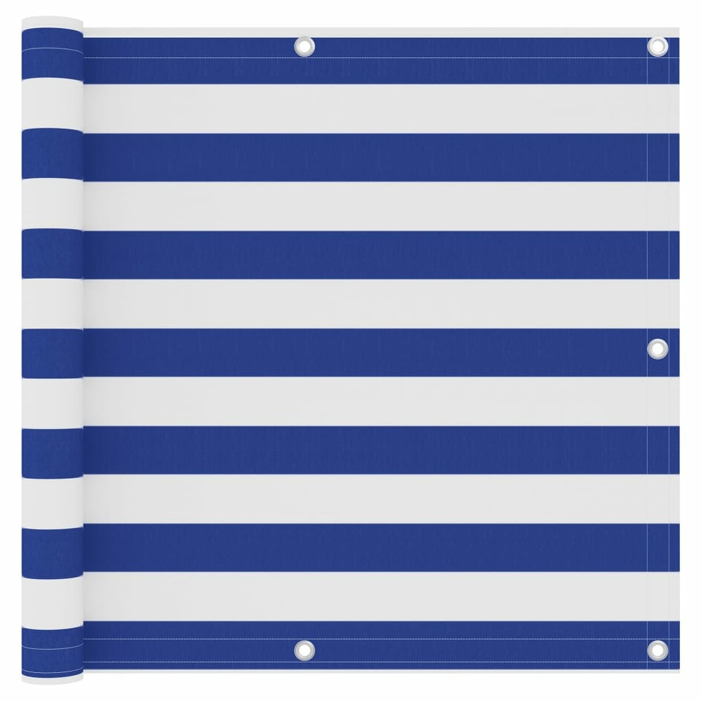 Écran de balcon blanc et bleu 90x600 cm tissu oxford