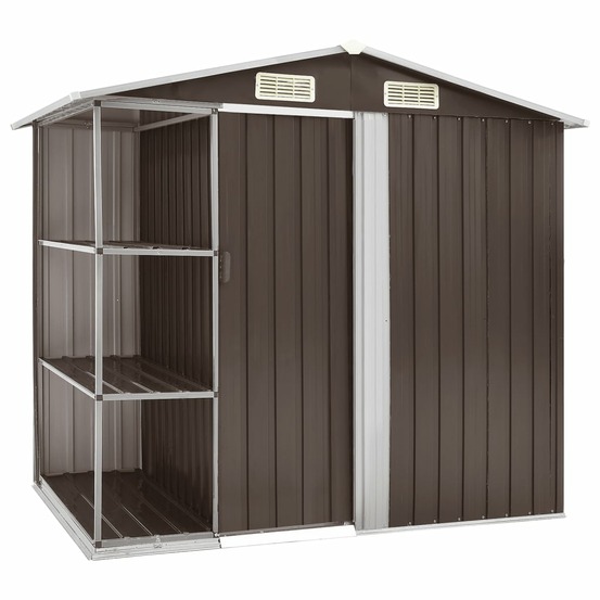 Abri de jardin cabane cabanon maison de stockage remise extérieur hangar outils robuste avec étagère 205 x 130 x 183 cm fer m