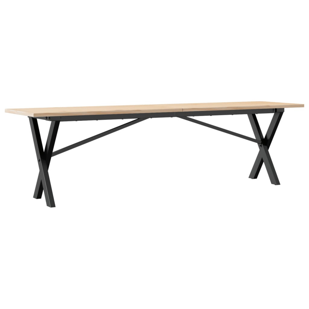 Table basse cadre en x 160x40x45 cm bois de pin massif et acier