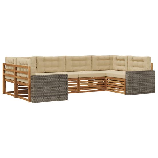 Ensemble de canapés d'extérieur 6 pc naturel et beige
