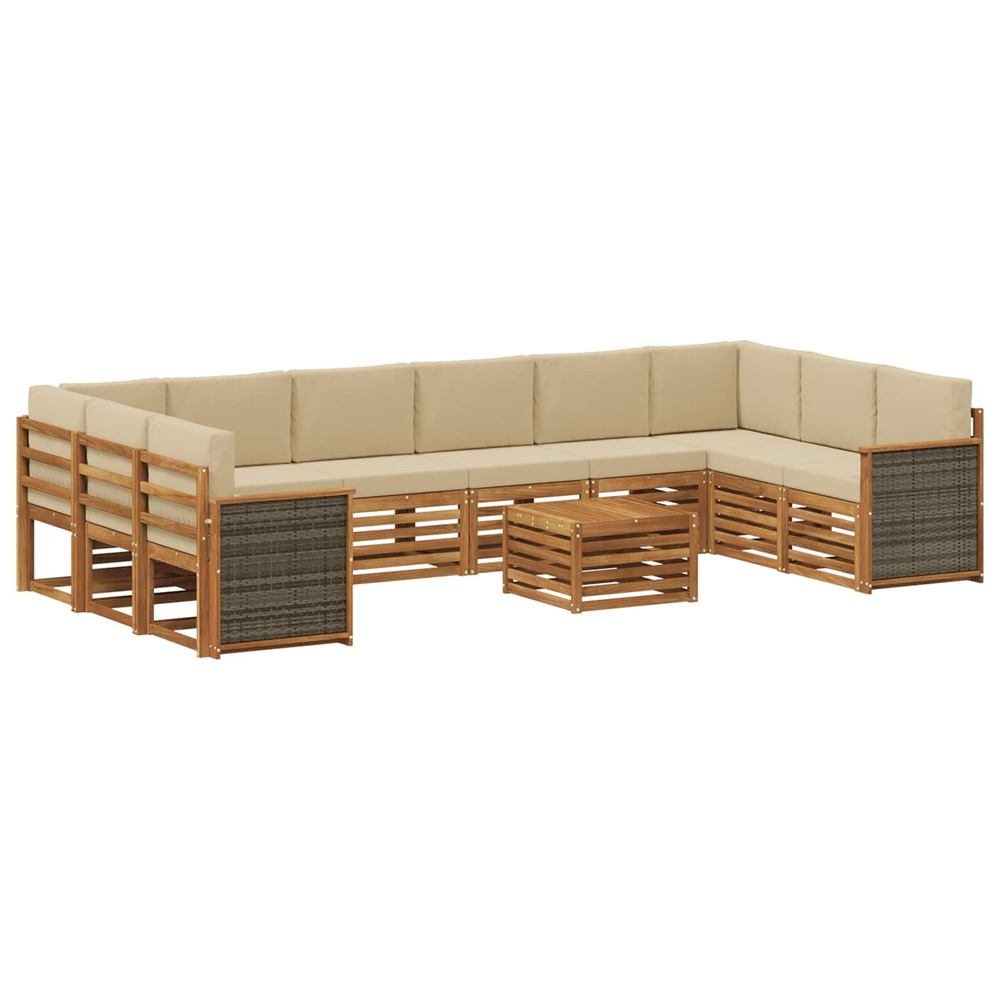 Ensemble de canapés d'extérieur avec coussin 8 pcs naturel