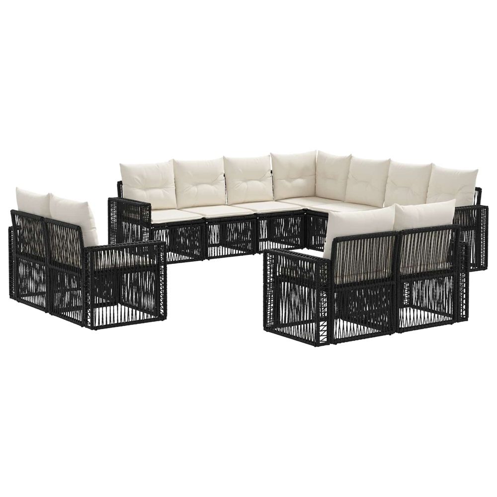 Ensemble de canapé de jardin 11 pc noir et blanc crème