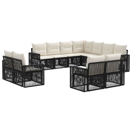 Ensemble de canapé de jardin 11 pc noir et blanc crème
