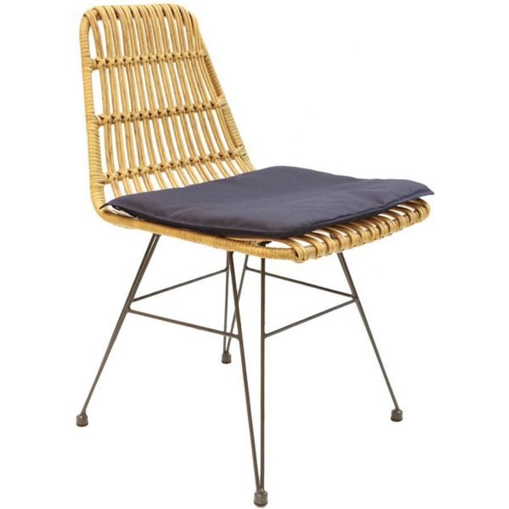 Chaise intérieure extérieure avec galette surabaya bois naturel