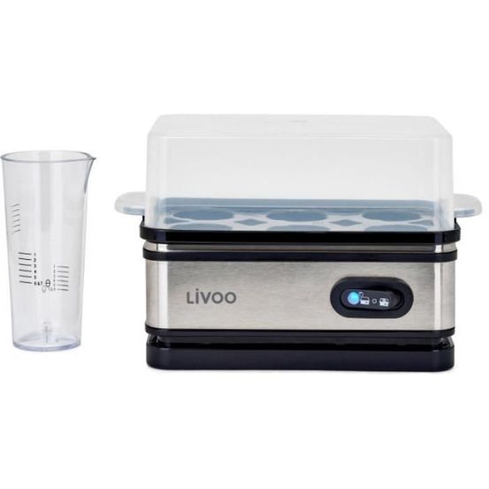 Cuiseur a oeufs - - doc290 - 400w - 6 oeufs - acier inoxydable - maintien au chaud - support a oeufs, couvercle et verre d