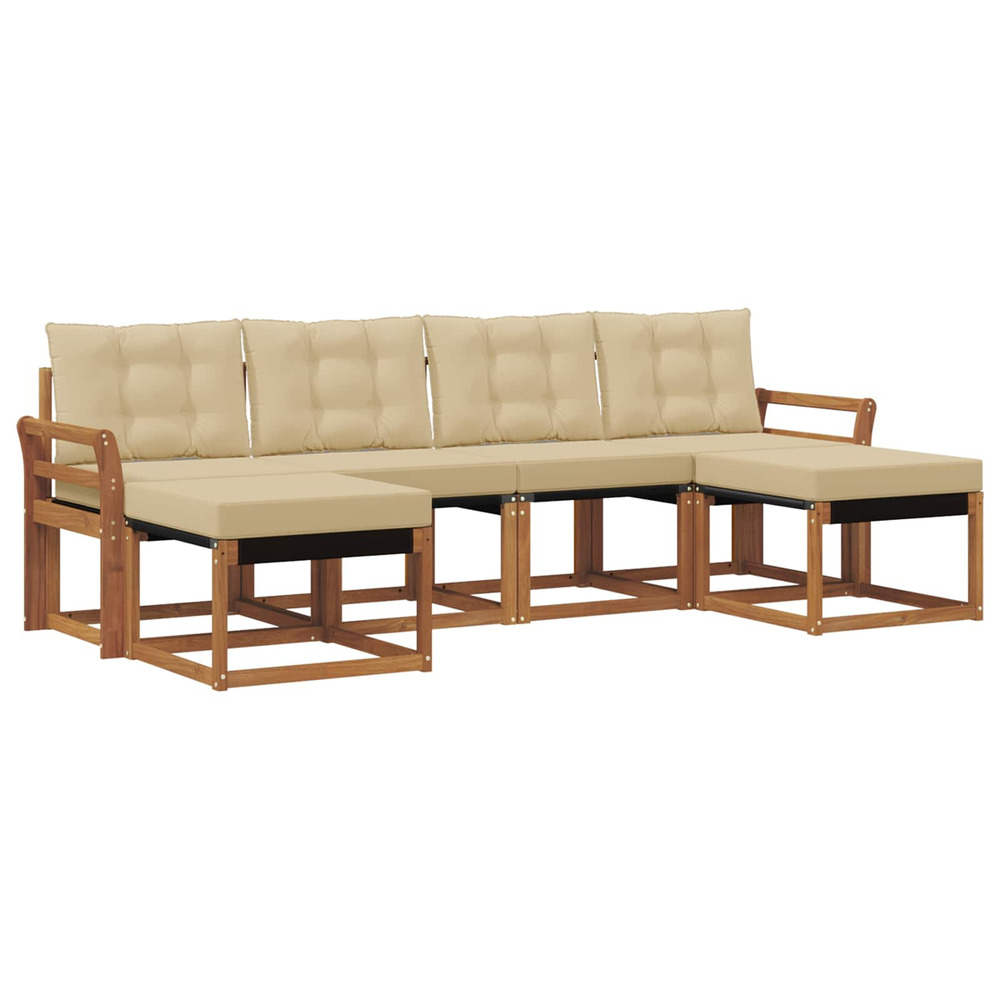 Ensemble de canapés d'extérieur 6 pcs naturel et beige