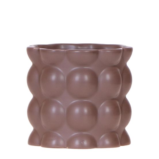 Cache-pot céramique mat texture bulles - douceur cosy - pot de 9cm - brun