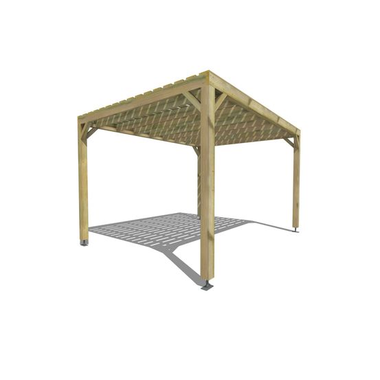 Pergola bois • 4m x 3m • indépendante • sens profondeur • platelage bois • livraison comprise