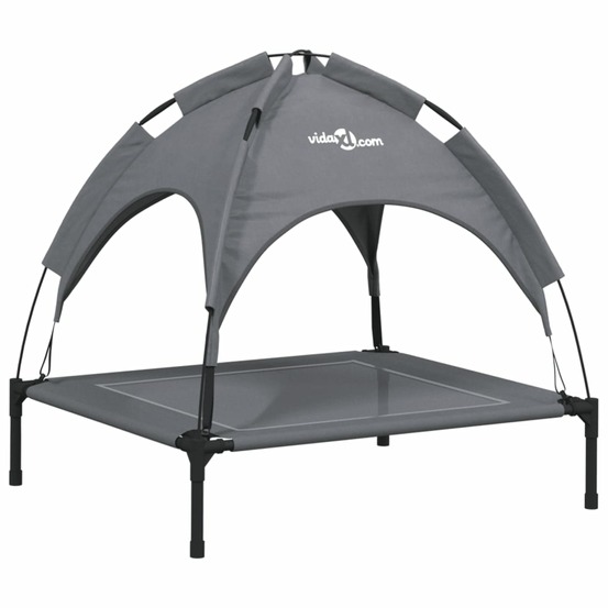 Lit pour chien avec auvent anthracite tissu oxford et acier