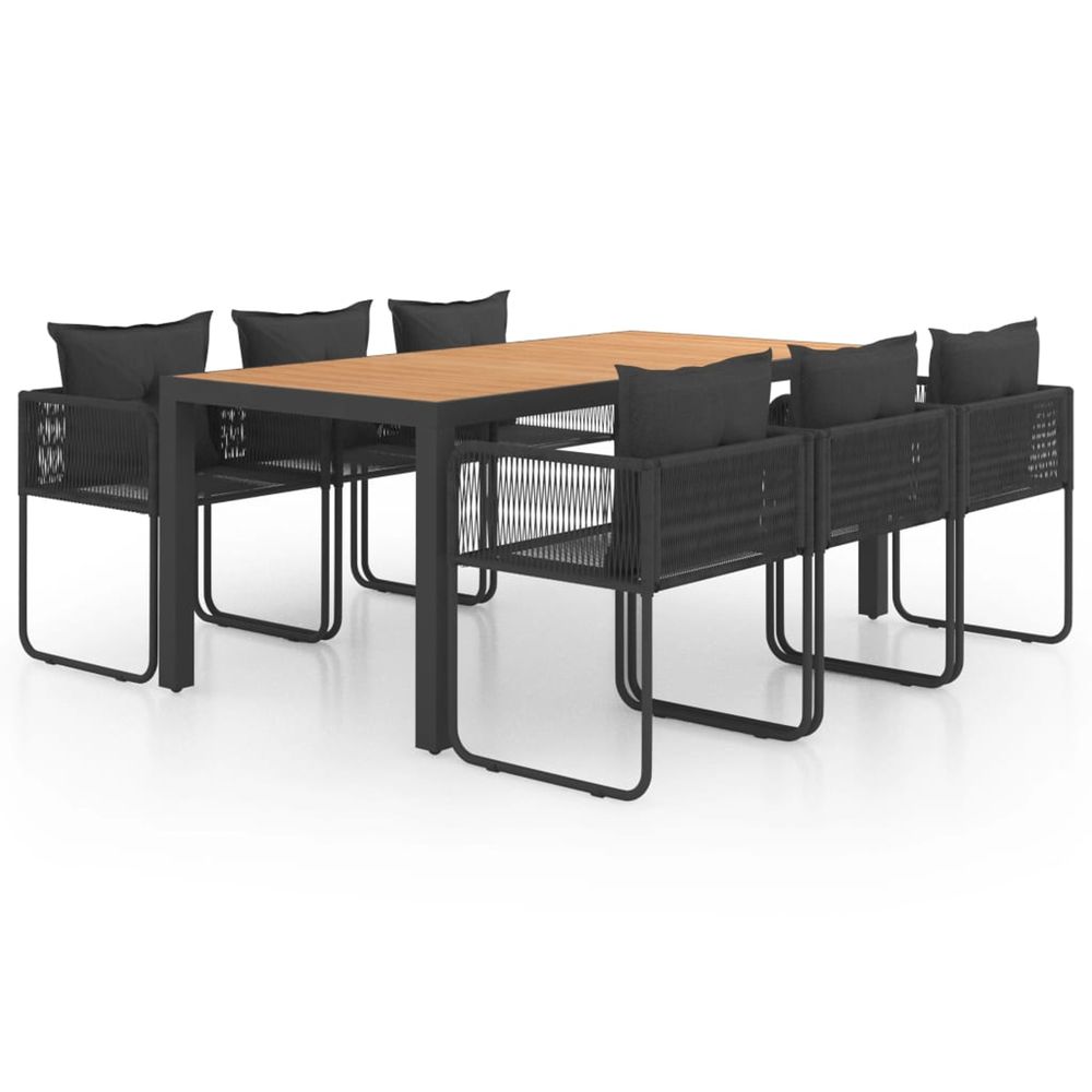 Ensemble à manger de jardin 7pcs pvc résine tressée noir marron