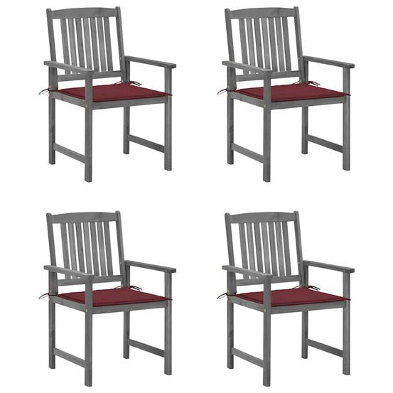 Chaises de jardin et coussins lot de 4 gris bois acacia massif