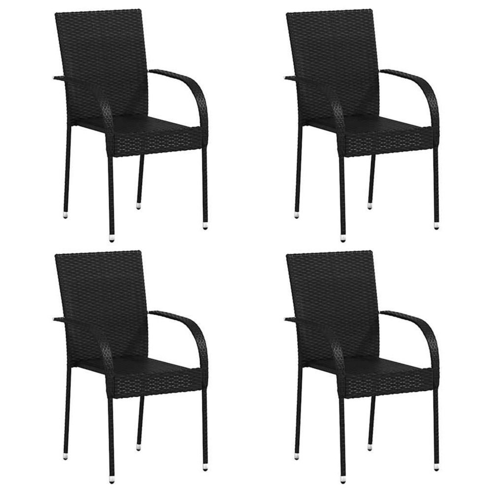 Chaises empilables d'extérieur lot de 4 résine tressée noir