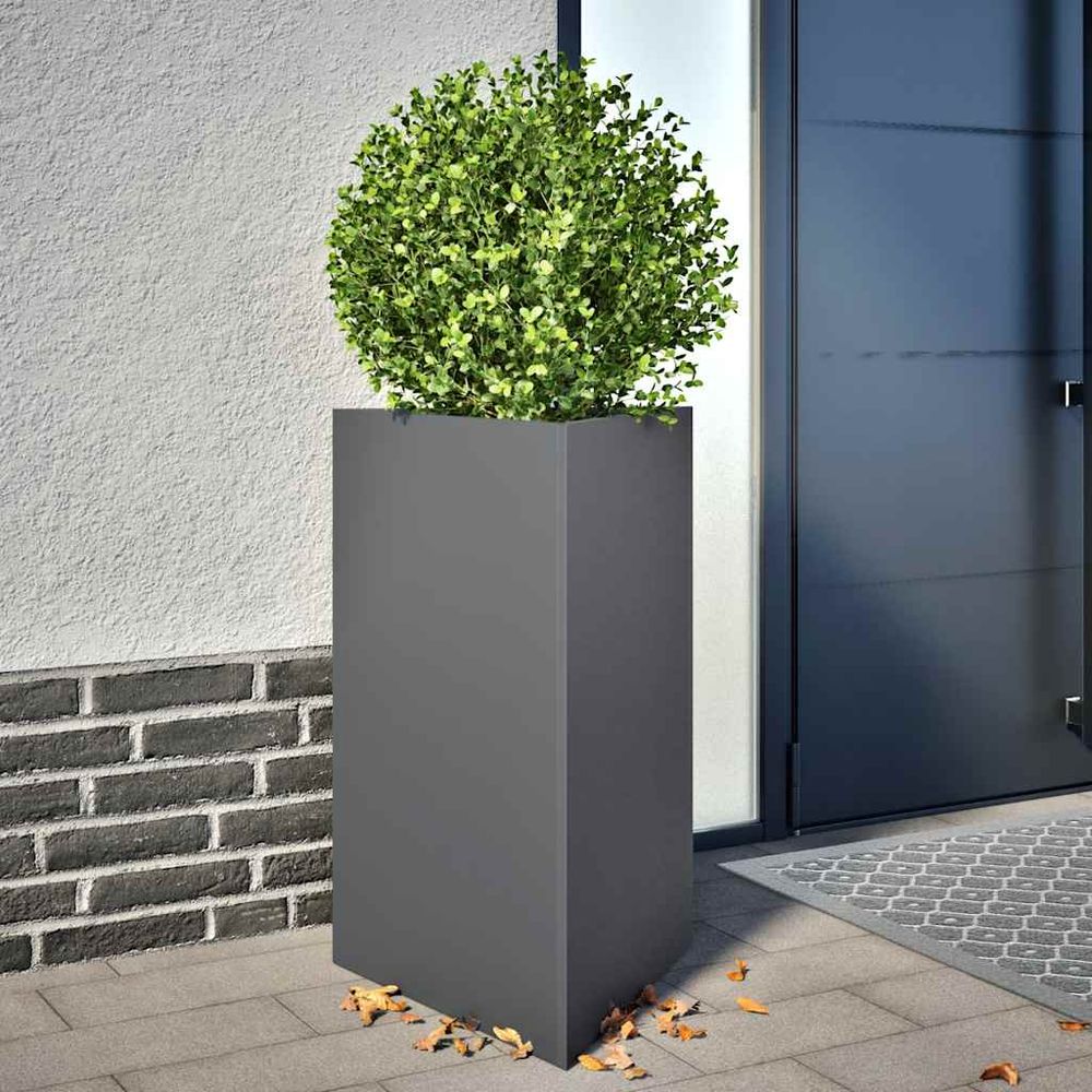 Lot de 2 jardinières triangulaires en acier pour jardin anthracite 75 cm