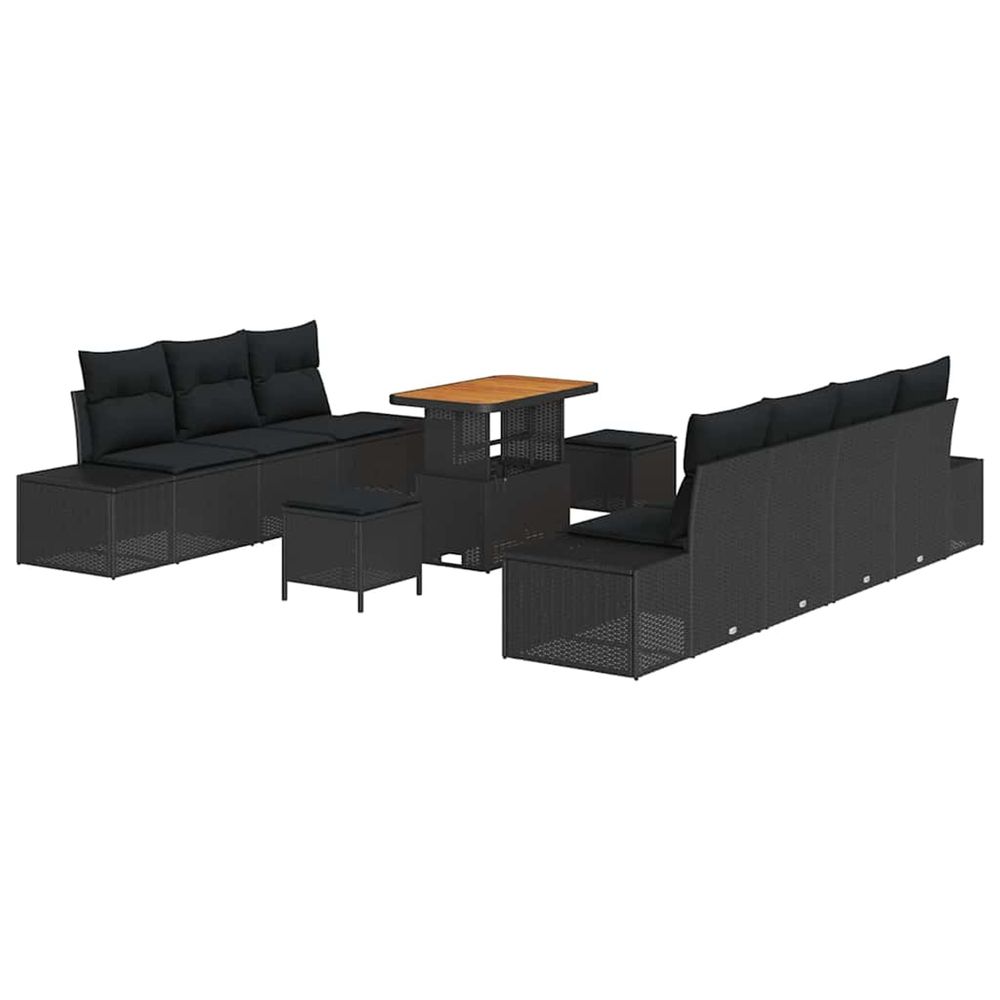 Ensemble de canapé de jardin 10 pc noir polyrotin