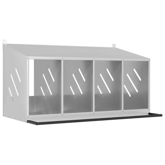 Nichoir de poules avec 4 compartiments métal argenté galvanisé