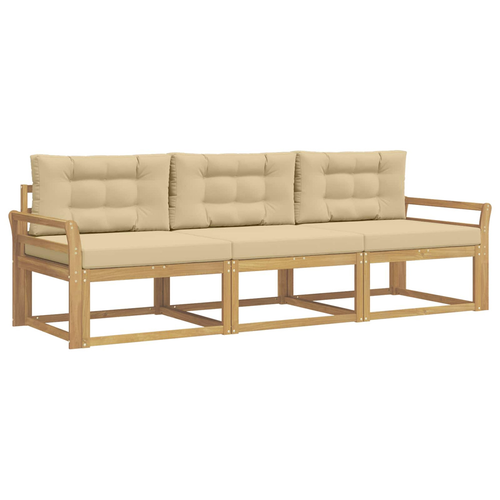 Ensemble de canapés d'extérieur 3 pcs blanc et beige polyester