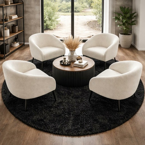 Tapis poils longs shaggy ã˜160cm rond tissã© antracite motif uni uni l