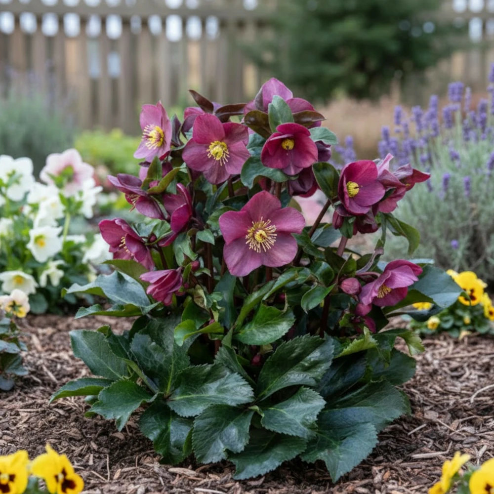 Hellébore hgc® ice n' roses® early red pot de 1,5l - 20/50 cm