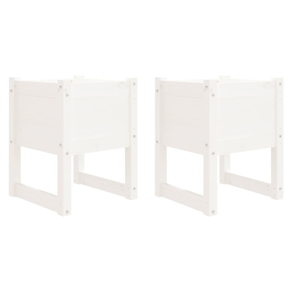 Jardinières 2 pcs blanc 40x40x52,5 cm bois massif de pin