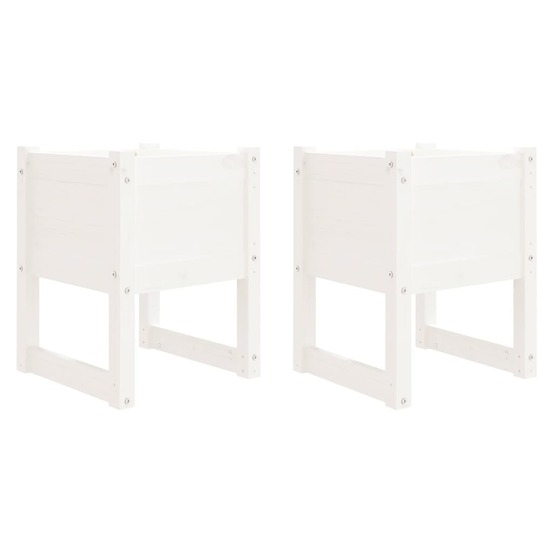 Jardinières 2 pcs blanc 40x40x52,5 cm bois massif de pin