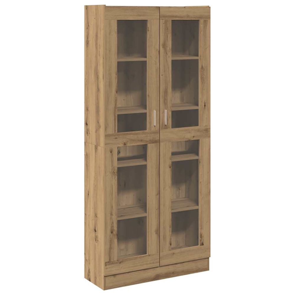 Buffet haut chêne artisanal 82,5x30,5x185 cm bois d'ingénierie