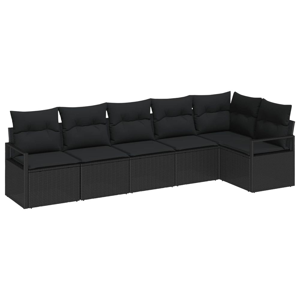 Ensemble de canapé de jardin 6 pc noir polyrotin