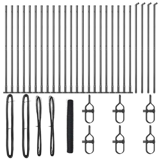 Clôture avec poteaux gris 1.2 x 50 m acier recouvert de pvc