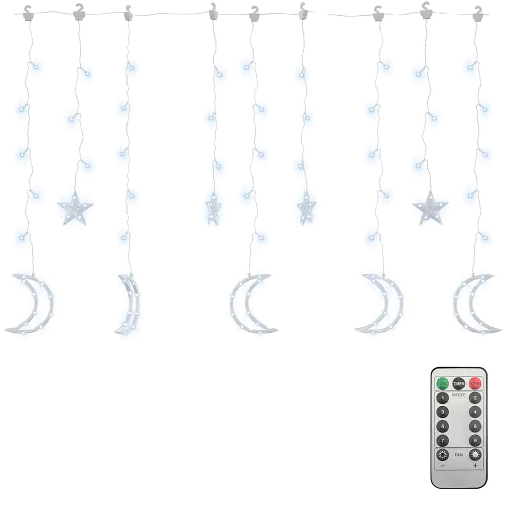 Guirlande lumineuse étoile et lune avec télécommande 345 led