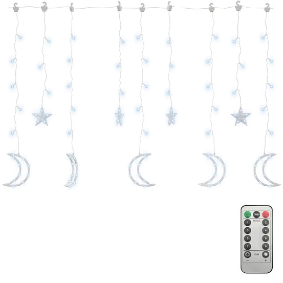 Guirlande lumineuse étoile et lune avec télécommande 345 led