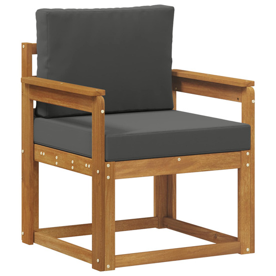 Canapé d’extérieur bois d'acacia massif et polyester naturel