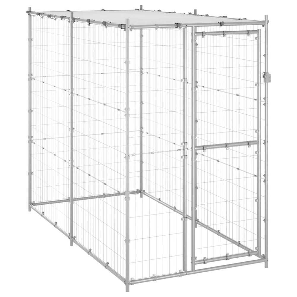 Chenil extérieur cage enclos parc animaux chien extérieur acier galvanisé avec toit 110 x 220 x 180 cm
