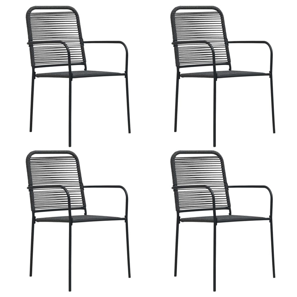 Chaises de jardin lot de 4 corde en coton et acier noir