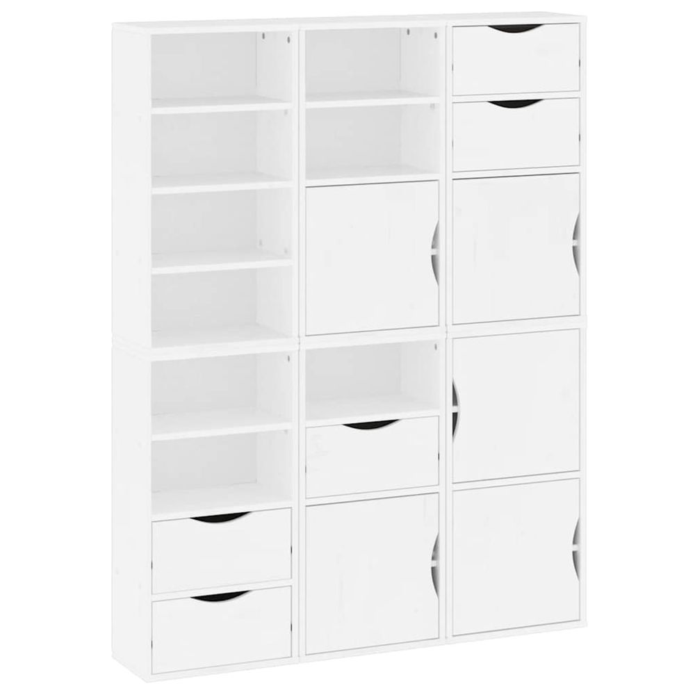 Armoires latérales 6 pcs odda blanc 40x24x79 cm bois massif pin