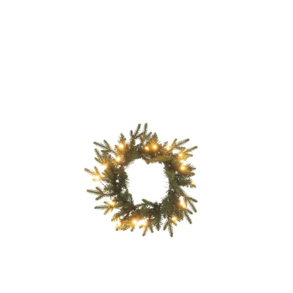 Couronne artificielle de 20 leds en métal vert d.40 cm
