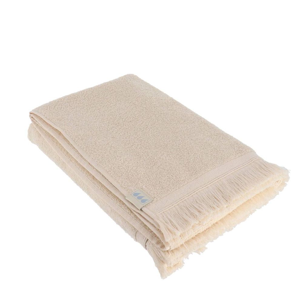 Serviette de bain 70x130 cm 100% coton finition frange - naturel