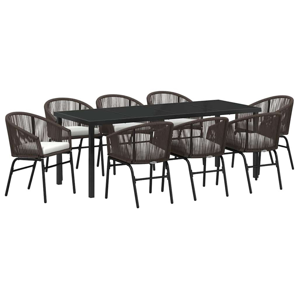 Ensemble de salle à manger pour jardin 9 pcs marron