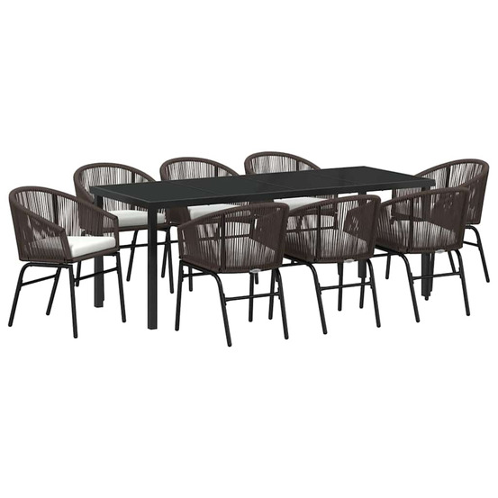 Ensemble de salle à manger pour jardin 9 pcs marron