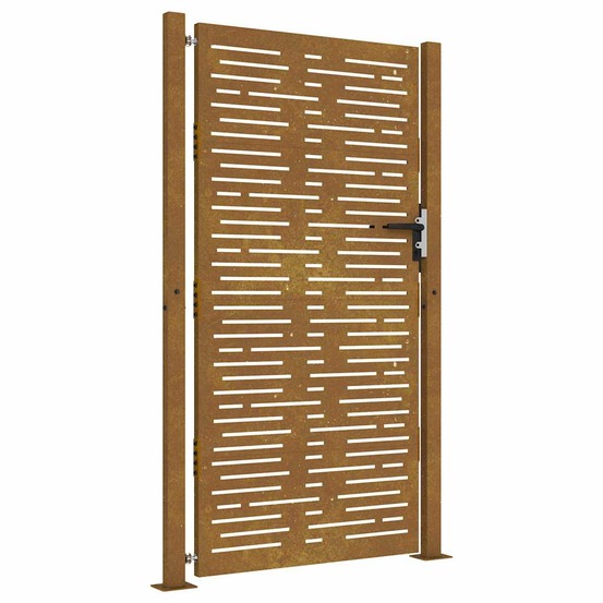 Portail de jardin 100x200 cm en acier corten, design carré