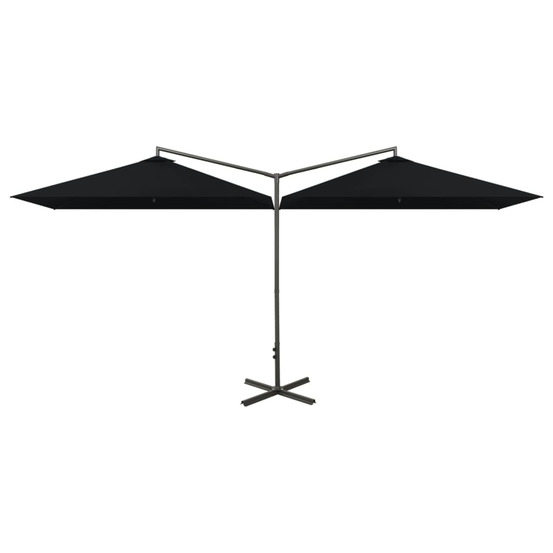 Parasol de jardin double avec mât en acier noir 600x300 cm