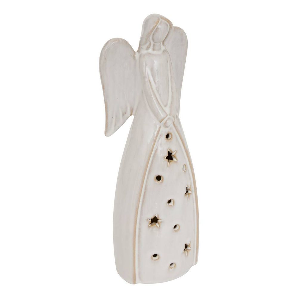 Ange de noël lumineux led en céramique h. 24 cm