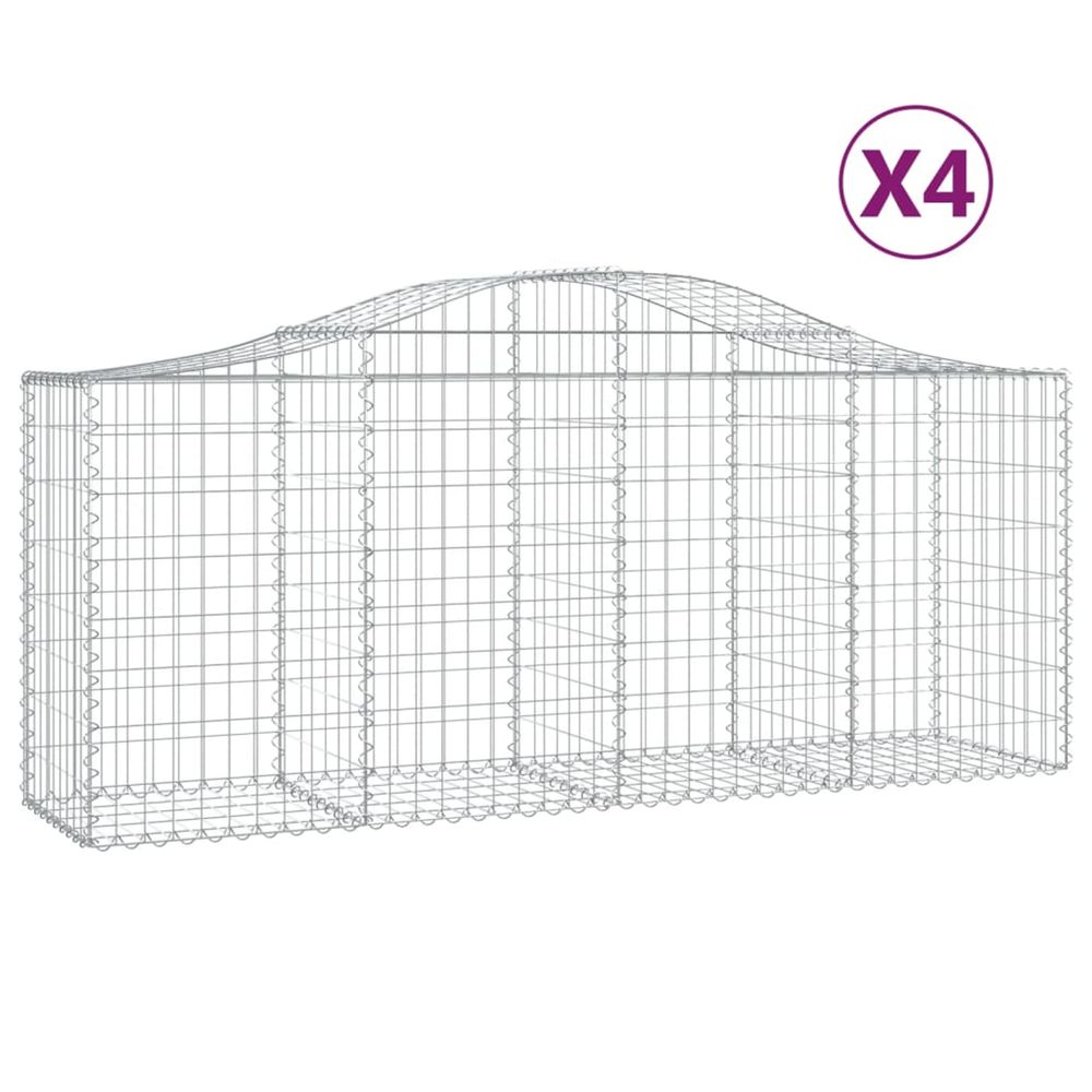Paniers à gabions arqués 4 pcs 200x50x80/100 cm fer galvanisé