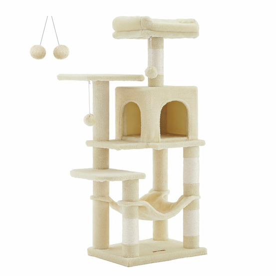 Arbre à chat hamac tour de jeux 143 cm gris beige