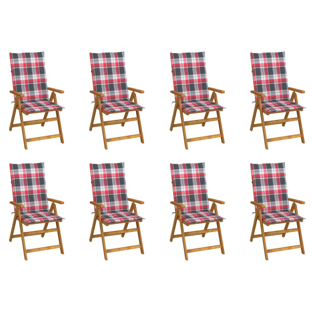 Chaises pliables de jardin avec coussins lot de 8 bois d'acacia