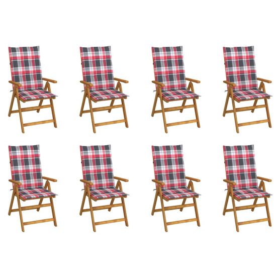 Chaises pliables de jardin avec coussins lot de 8 bois d'acacia