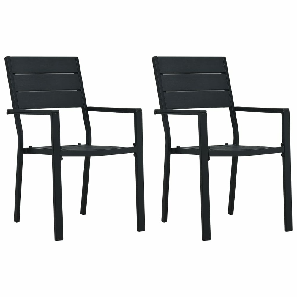 Chaises de jardin lot de 2 noir pehd aspect de bois
